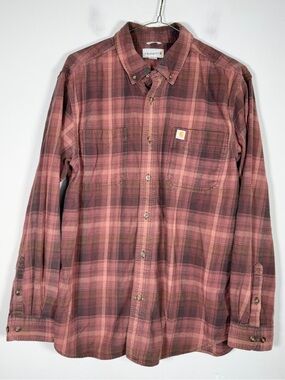 Carhartt Men’s Size Large Relaxed Fit Button-Up Plaid Shirt Long Sleeve